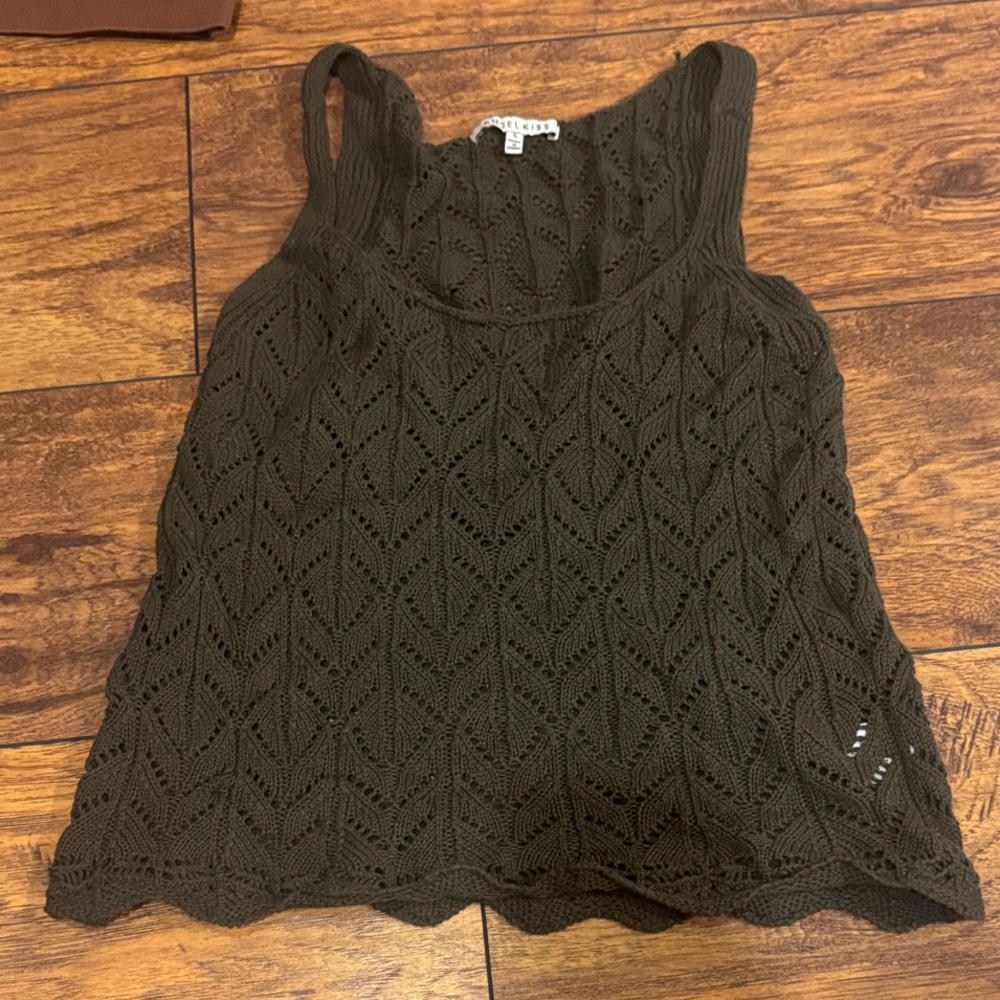 Angel Kiss Dark Green Knit Tank Top